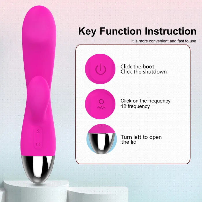 G-spot Vibrador 12 modos con estimulacion de clítoris Rose Red