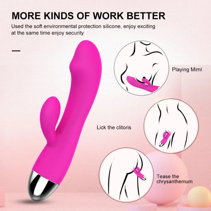 G-spot Vibrador 12 modos con estimulacion de clítoris Rose Red