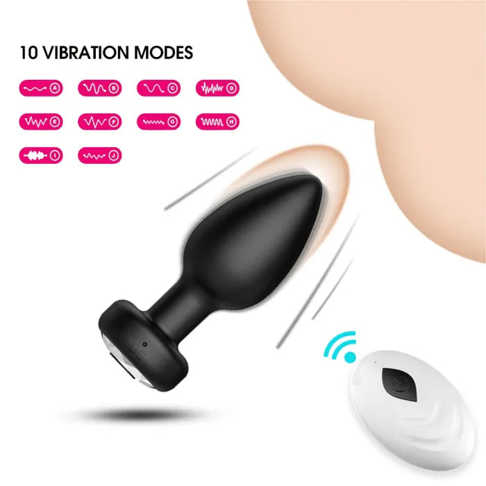 Plug anal vibrador con Control Remoto 10 modos de vibración