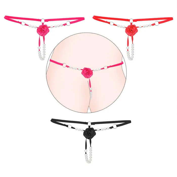 Tanga Con Flor Y Perlas