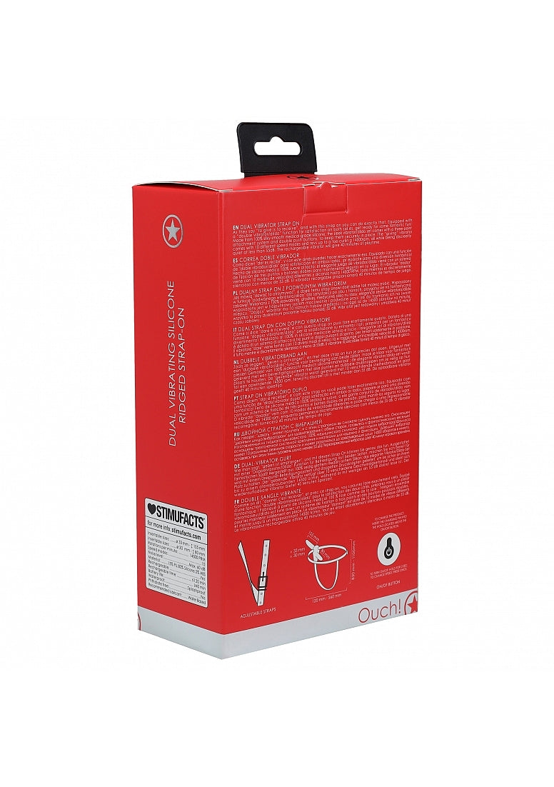 Dual Vibrating Silicone Ridged Strap On