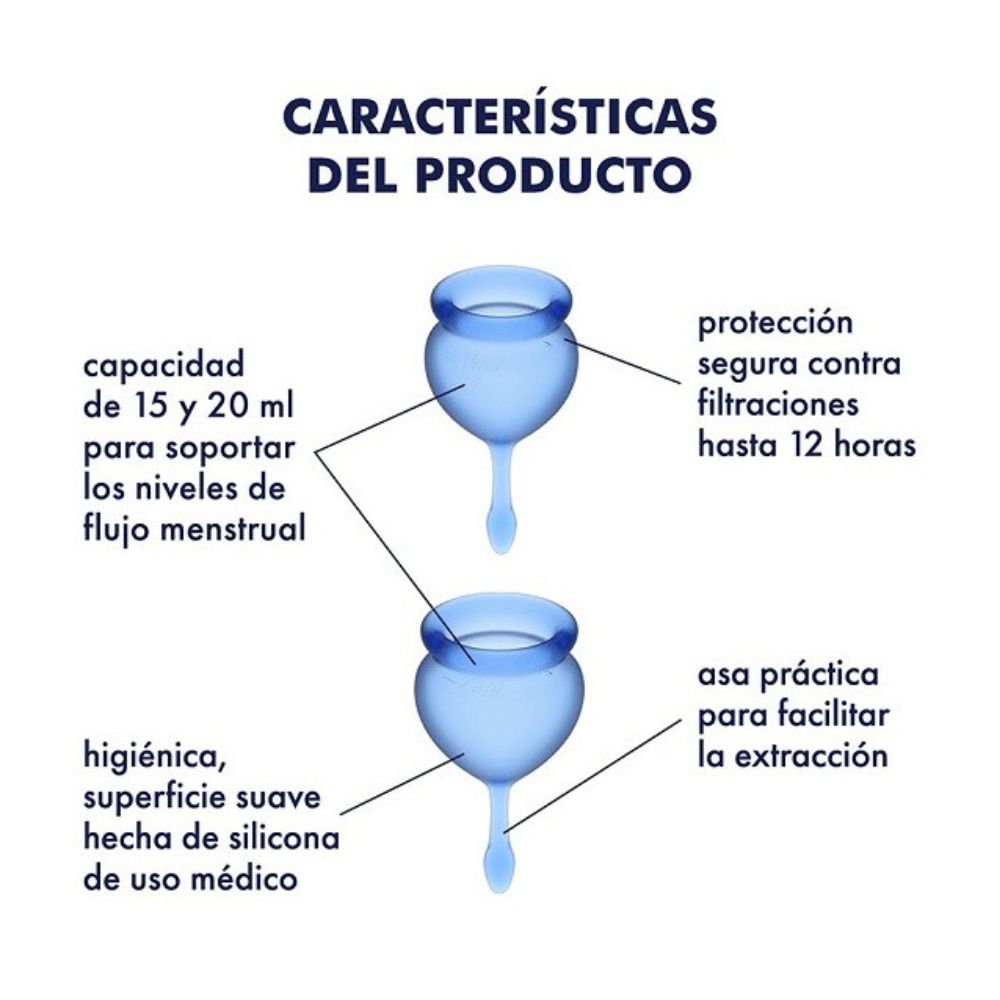 Kit de 2 Copas Menstruales Satysfyer Feel Good Light Blue