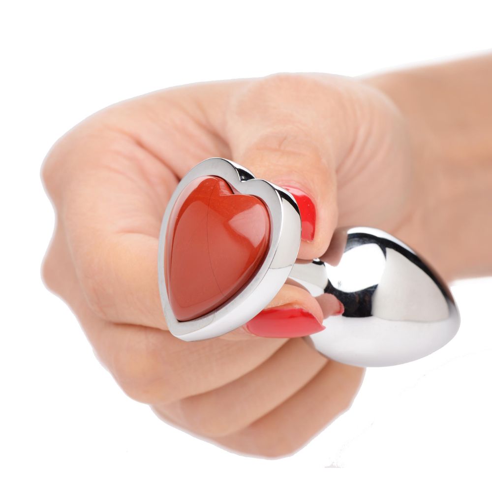 Plug Anal Metalico con Incrustacion de Jaspe BS Gemstones Chico