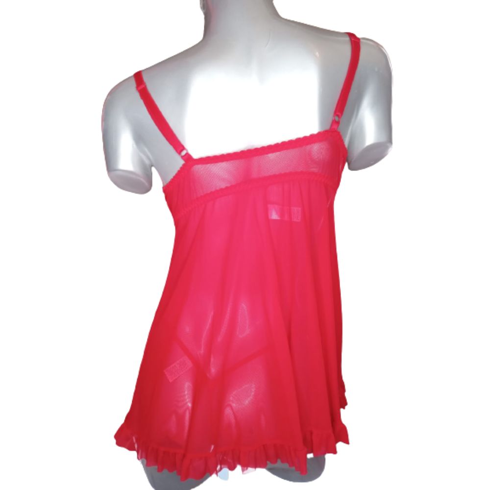 Baby Doll con Copa y Olan Rojo CH, MED, GDE