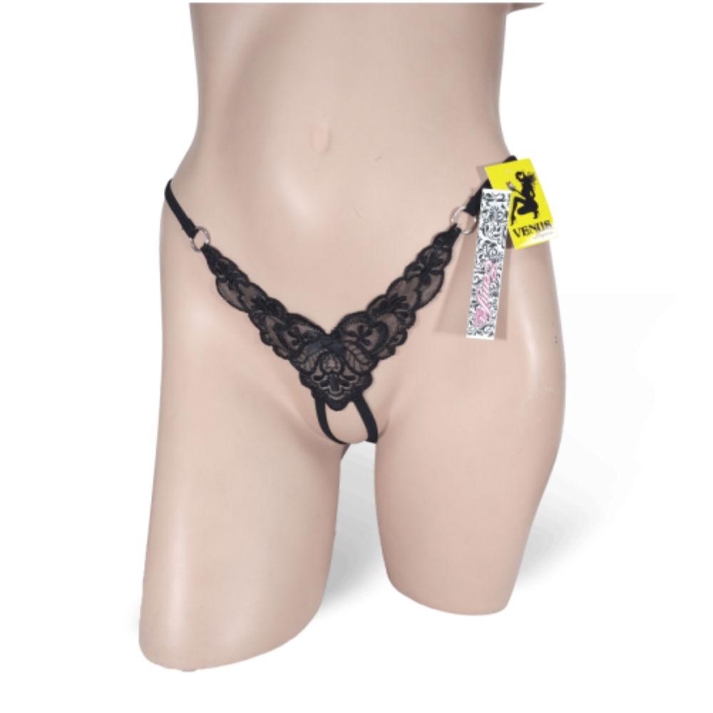 Tanga Aplicación Negra Para Dama