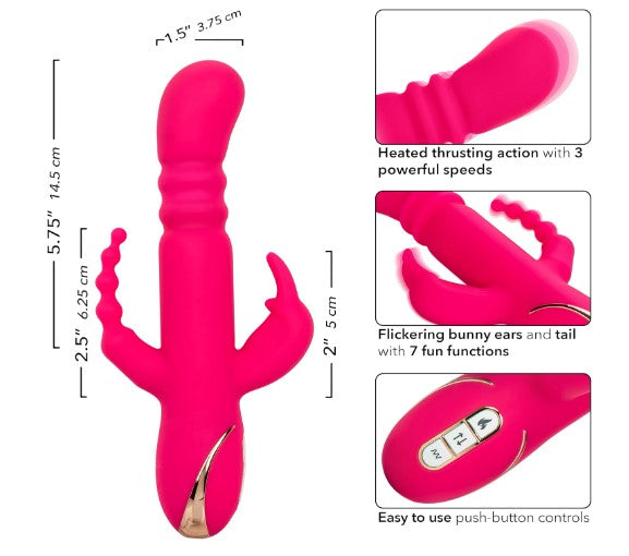 JACK RABBIT SIGNATURE HEATED SILICONE TRIPLE FANTASY RABBIT