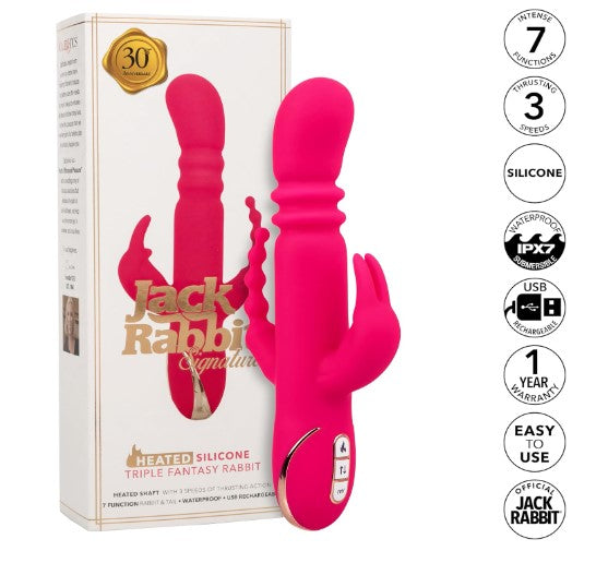 JACK RABBIT SIGNATURE HEATED SILICONE TRIPLE FANTASY RABBIT