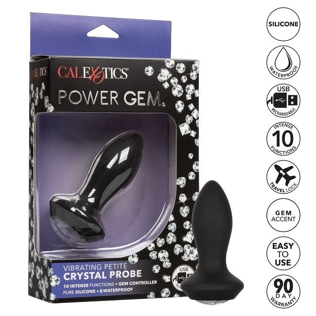 Plug Anal Chico Recargable Power Gem Cristal Probe Vibrating Petite