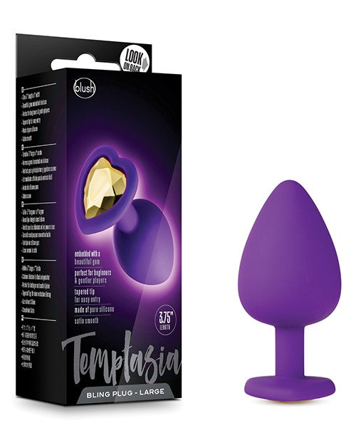 Plug Anal de Silicona Grande Temptasia Bling 3.75" con Joya de Corazón