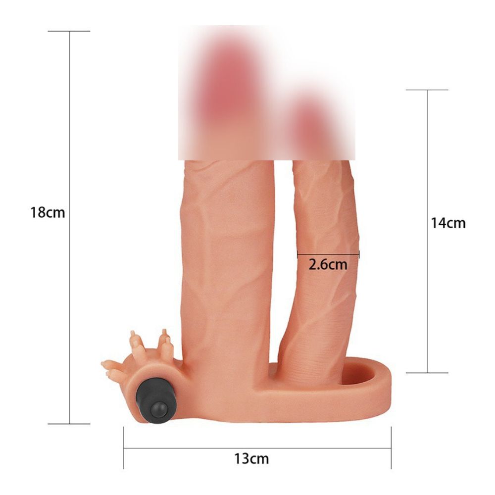 Funda Doble Para Pene con Ajuste Testicular Add 1 Inch