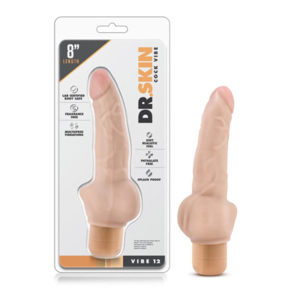 Dildo Con Vibración Dr. Skin Cock Vibe 12 de 8"