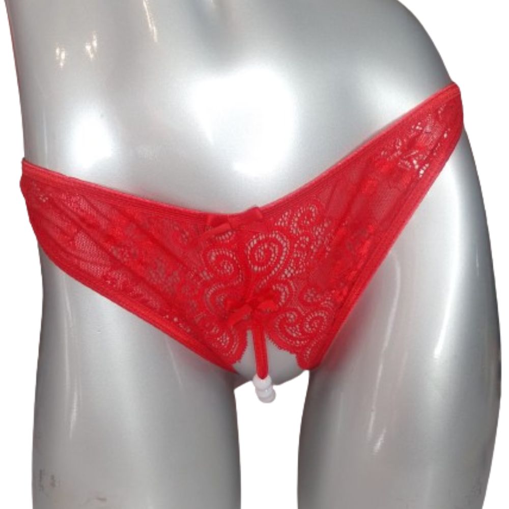 Tanga Abierta con Perlas Roja