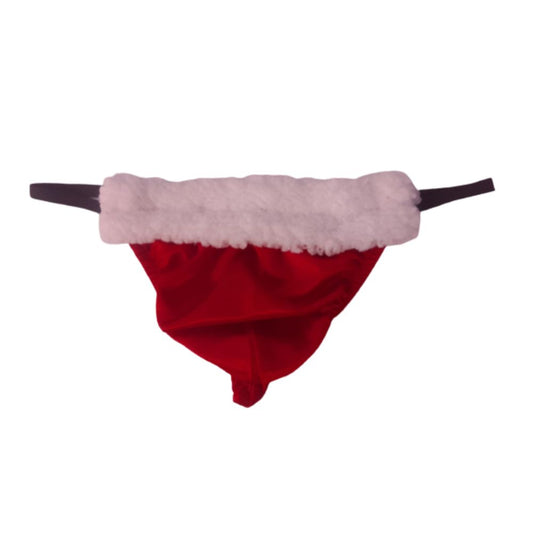 Tanga de Hilo Roja Con Peluche Navideño