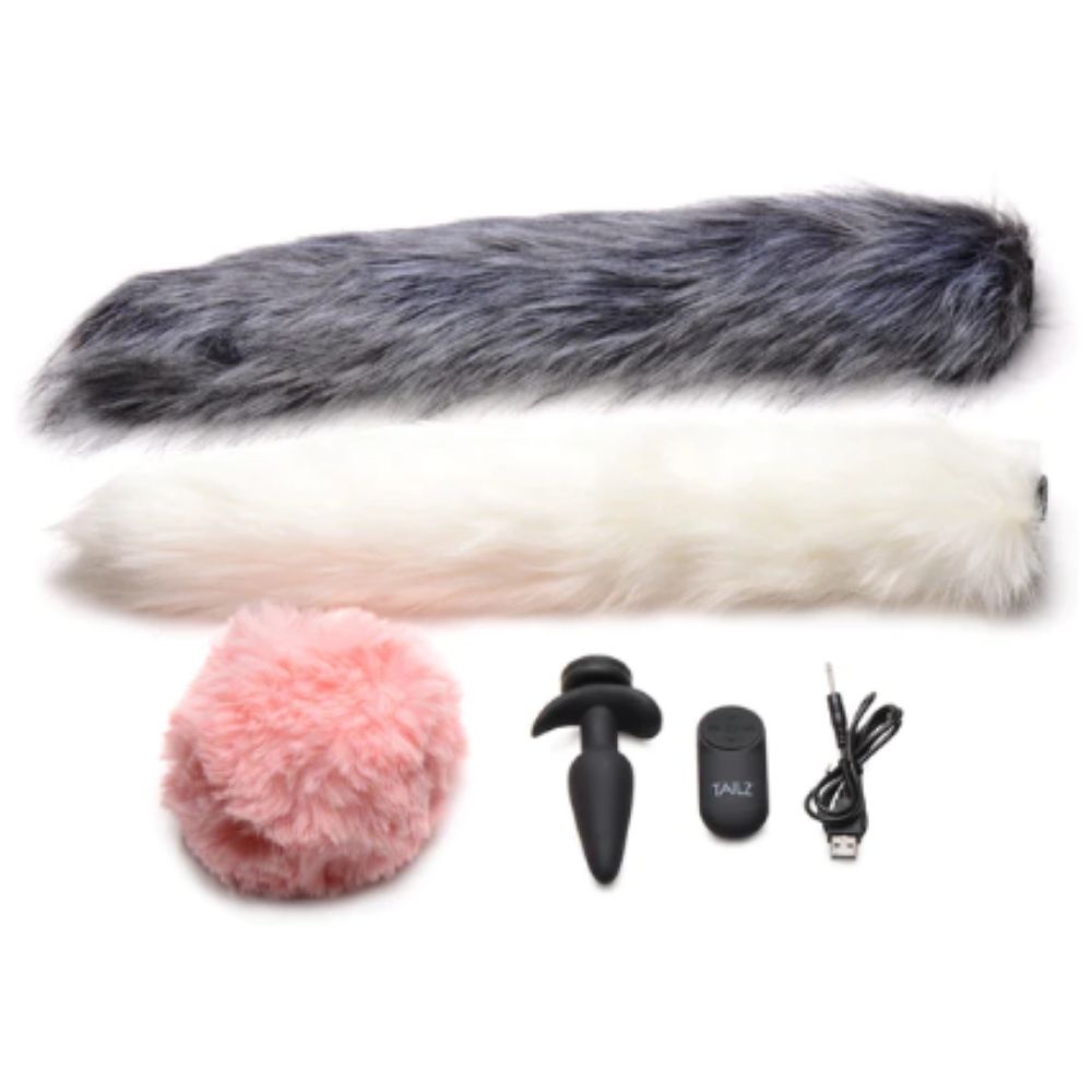 Set de 3 Colas Intercambiables con Plug Vibrador a Control Remoto