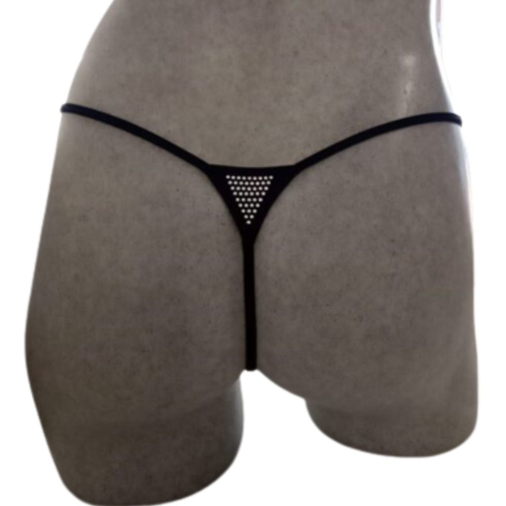 Tanga con Brillos Swarovski, Color Negro