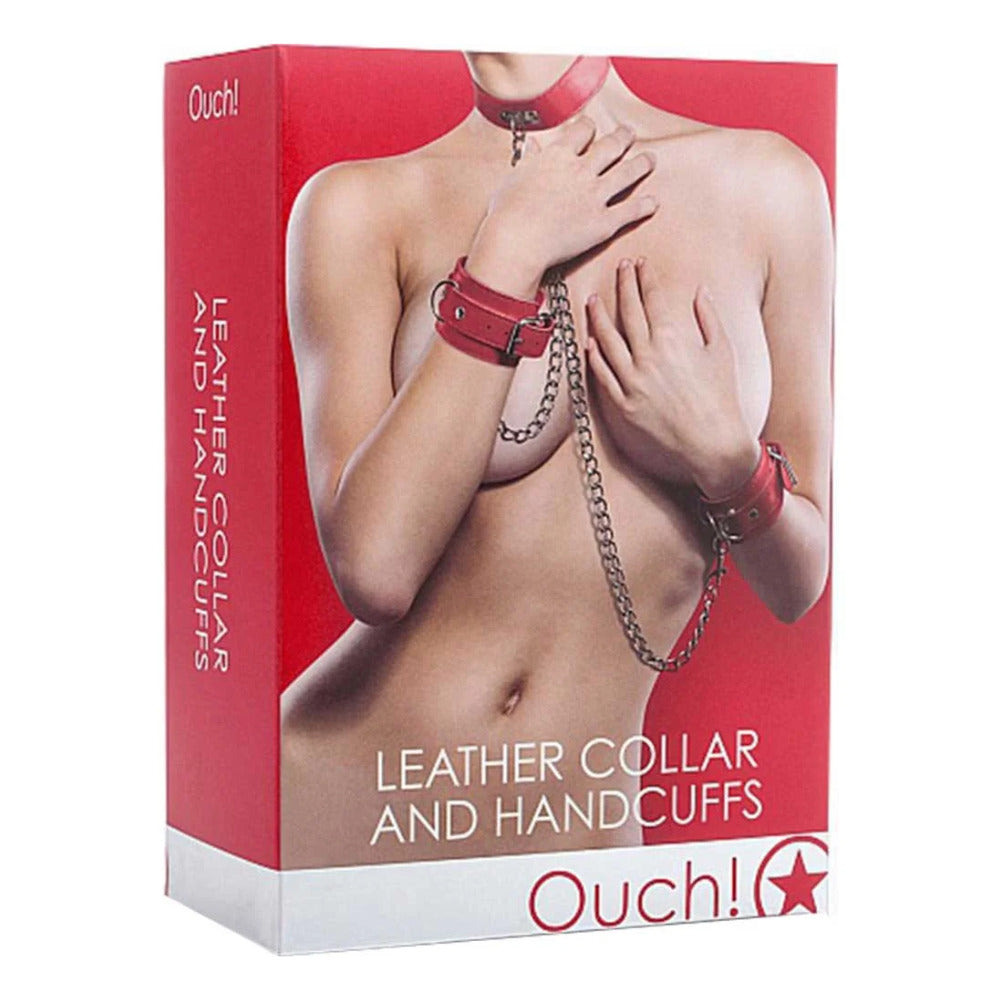 Collar Vinculado con Esposas Color Rojo OUCH!