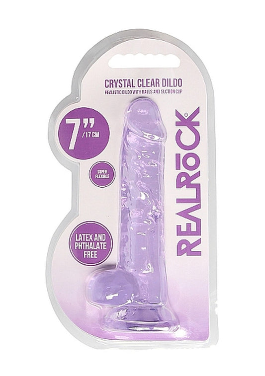 Dildo Cristalino Realistic With Balls Purple 7''